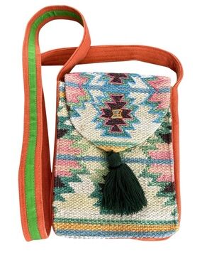 WAYAN Southwestern Tapestry Crossbody Bag With Tassel